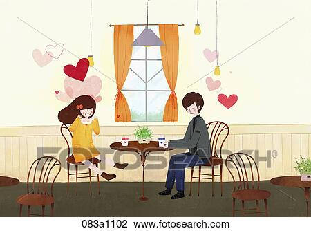 lover in café View Large Illustration Drawing - lover in café. Fotosearch