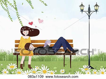 man rest his head on his lover's lap View Large Illustration Stock Illustration - man rest his head on his lover's lap. Fotosearch