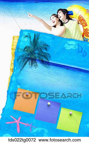 Drawing - memo pad in summer coneceptual. Fotosearch