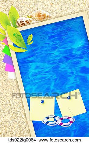 Stock Illustration - memo pad in summer coneceptual. Fotosearch