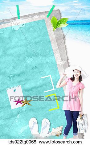 Stock Illustration - memo pad in summer coneceptual. Fotosearch