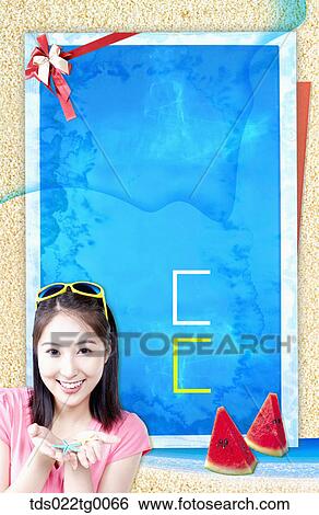 Stock Illustration - memo pad in summer coneceptual. Fotosearch