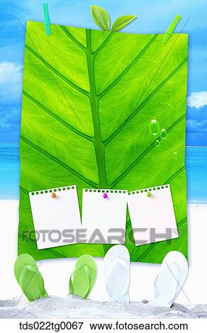 Stock Illustration - memo pad in summer coneceptual. Fotosearch