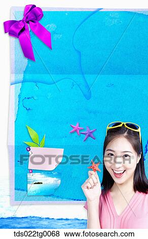 Stock Illustration - memo pad in summer coneceptual. Fotosearch