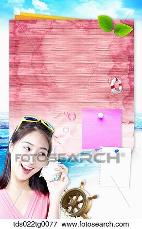 Stock Illustration - memo pad in summer coneceptual. Fotosearch