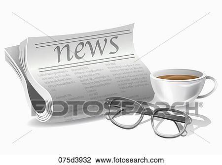 newspapers and coffee View Large Illustration Drawing - newspapers and coffee . Fotosearch
