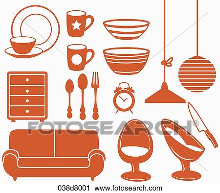 silhouette icons of interior goods View Large Illustration Clip Art - silhouette icons of interior goods. Fotosearch