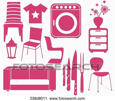 Clip Art - silhouette icons of interior goods. Fotosearch