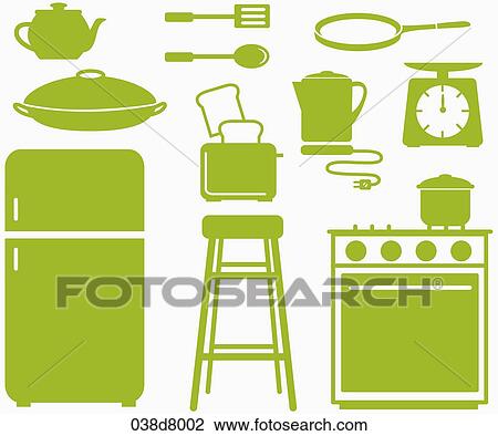 Drawing - silhouette icons of interior goods. Fotosearch