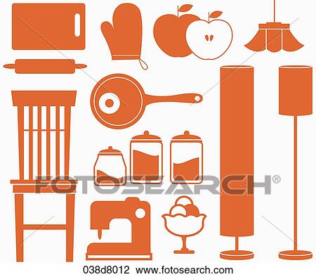 silhouette icons of interior goods View Large Illustration Drawing - silhouette icons of interior goods. Fotosearch