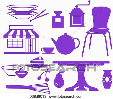 silhouette icons of interior goods View Large Illustration Drawing - silhouette icons of interior goods. Fotosearch