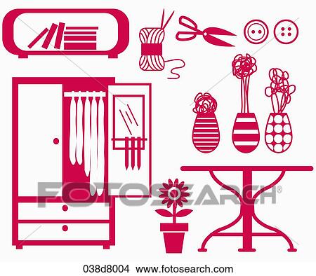 Stock Illustration - silhouette icons of interior goods. Fotosearch