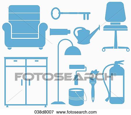 Stock Illustration - silhouette icons of interior goods. Fotosearch