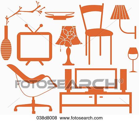silhouette icons of interior goods View Large Illustration Stock Illustration - silhouette icons of interior goods. Fotosearch
