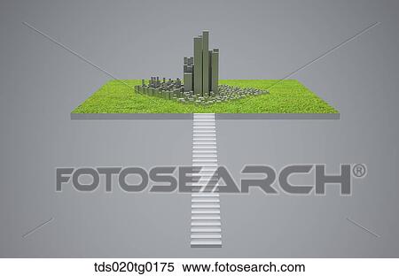 Stock Illustration - skyscrapers on the lawn. Fotosearch