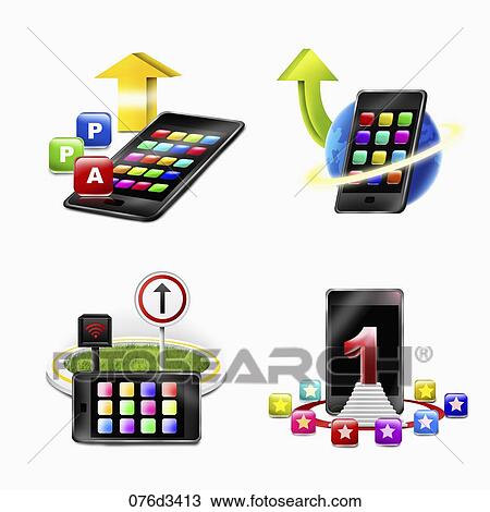 smartphone application icons View Large Illustration Drawing - smartphone application icons. Fotosearch