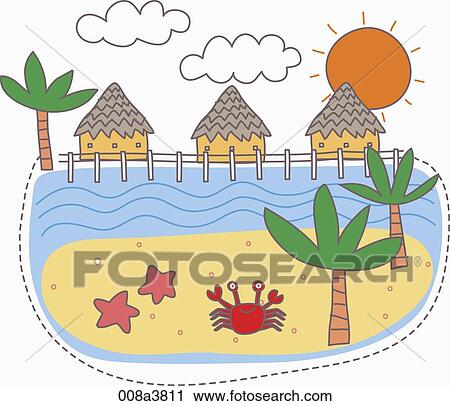 summer vacation and sea side View Large Illustration Clip Art - summer vacation and sea side. Fotosearch
