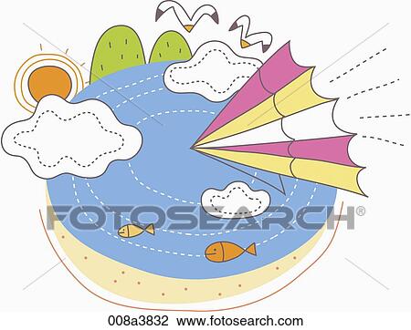 Drawing - summer vacation and sea side. Fotosearch