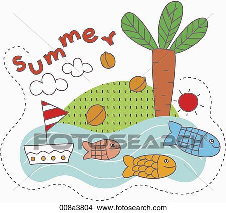 Stock Illustration - summer vacation and sea side. Fotosearch