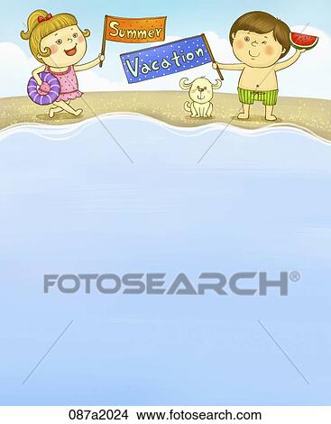 Stock Illustration - Summer vacation illustration in letters. Fotosearch