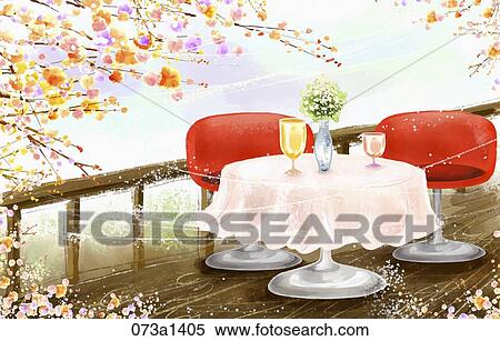 Stock Illustration - table in the terrace. Fotosearch
