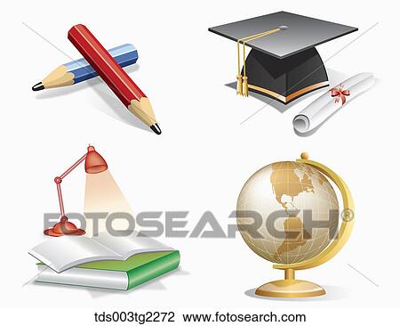 various types of education icons View Large Illustration Drawing - various types of education icons. Fotosearch