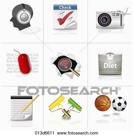 various types of icons View Large Illustration Clip Art - various types of icons. Fotosearch