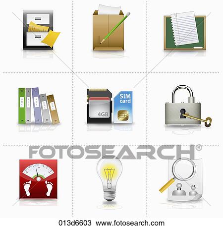 various types of icons View Large Illustration Drawing - various types of icons. Fotosearch