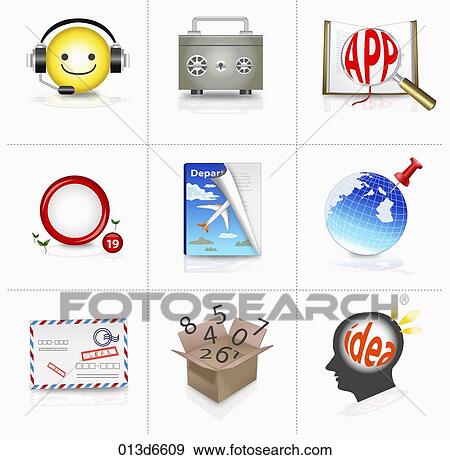 Stock Illustration - various types of icons. Fotosearch