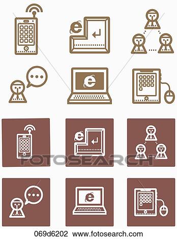 Drawing - various types of internet icons. Fotosearch