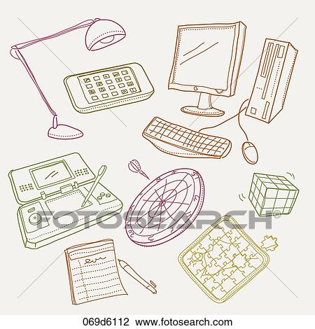 Drawing - various types of object. Fotosearch