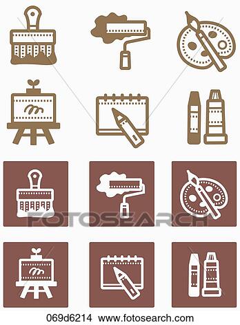 various types of painting tool icons View Large Illustration Stock Illustration - various types of painting tool icons. Fotosearch