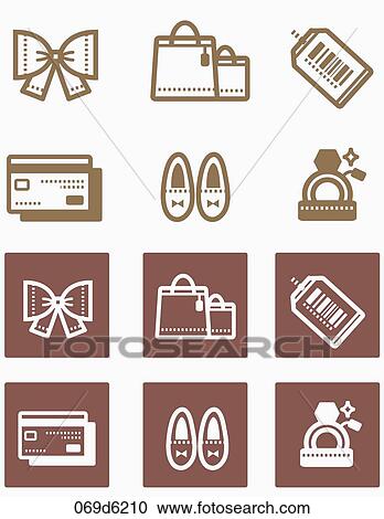 Clipart - various types of shopping icons. Fotosearch