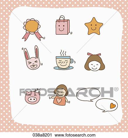 Clip Art - various types of sticker icons. Fotosearch