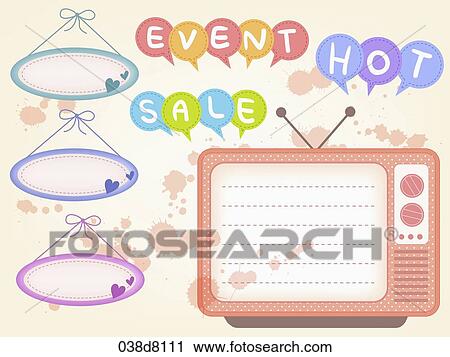 Clip Art - various types of sticker icons. Fotosearch