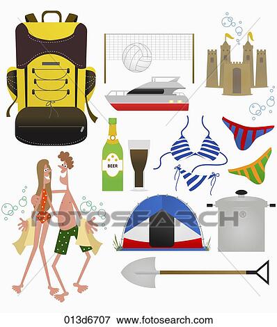various types of summer vacation icons View Large Illustration Stock Illustration - various types of summer vacation icons. Fotosearch