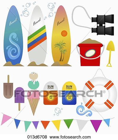 Stock Illustration - various types of summer vacation icons. Fotosearch