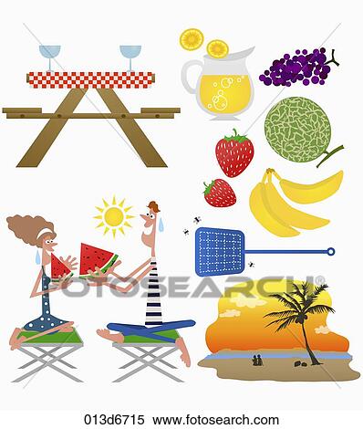 Stock Illustration - various types of summer vacation icons. Fotosearch
