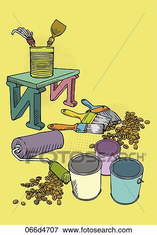 whole beans and paint with brush View Large Illustration Stock Illustration - whole beans and paint with brush. Fotosearch