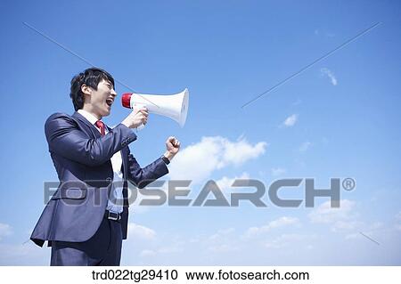 businessman speak louder using megaphone View Large Photo Image Stock Image - businessman speak louder using megaphone. Fotosearch