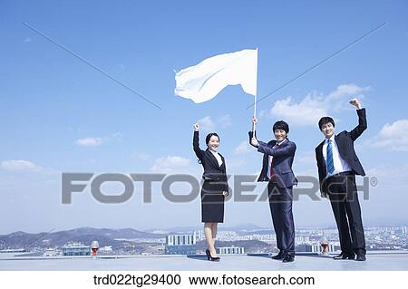 Stock Image - businessman waves flag. Fotosearch