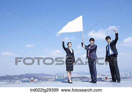 Stock Photo - businessman waves flag. Fotosearch