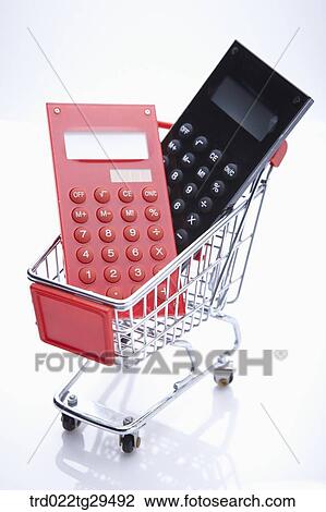 calculators in the shopping cart View Large Photo Image Stock Image - calculators in the shopping cart. Fotosearch