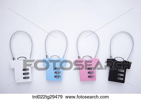 Stock Photo - four locks arranged in a row. Fotosearch
