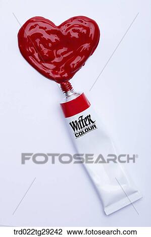 Stock Image - red paints make heart. Fotosearch
