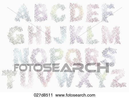 Clip Art - alphabet in calligraphy. Fotosearch