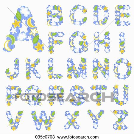 Drawing - alphabet in calligraphy. Fotosearch