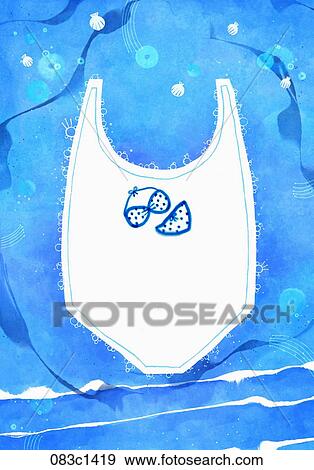 Stock Illustration - bikini and blue sea. Fotosearch