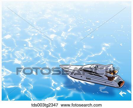 Stock Illustration - boat sailing on the sea. Fotosearch
