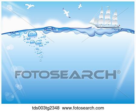 Stock Illustration - boat sailing on the sea. Fotosearch
